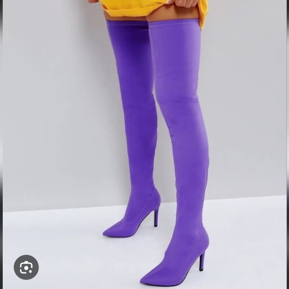 purple thigh boots over the knee boots - Picture 2 of 16